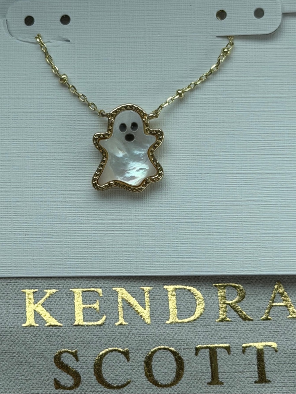 ❤️Kendra Scott Gold Mother-of-Pearl Ghost Pendant Necklace - White & Gold